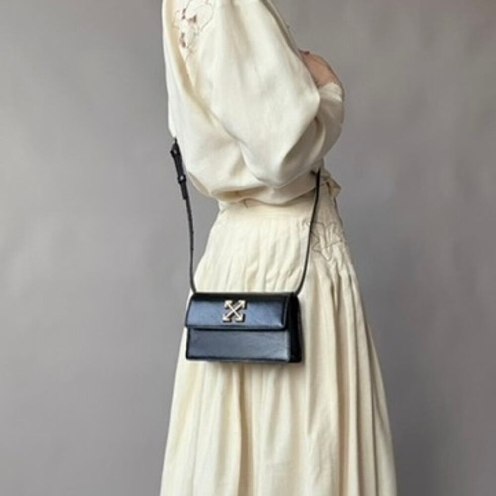 Off-White Jitney Black Leather Convertible Crossbody Bag - NWT